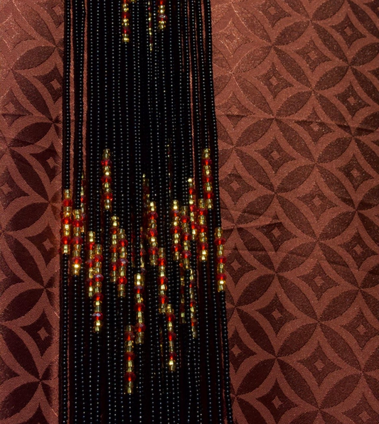 Individual Non-Crystal Waist beads [Black & Red]
