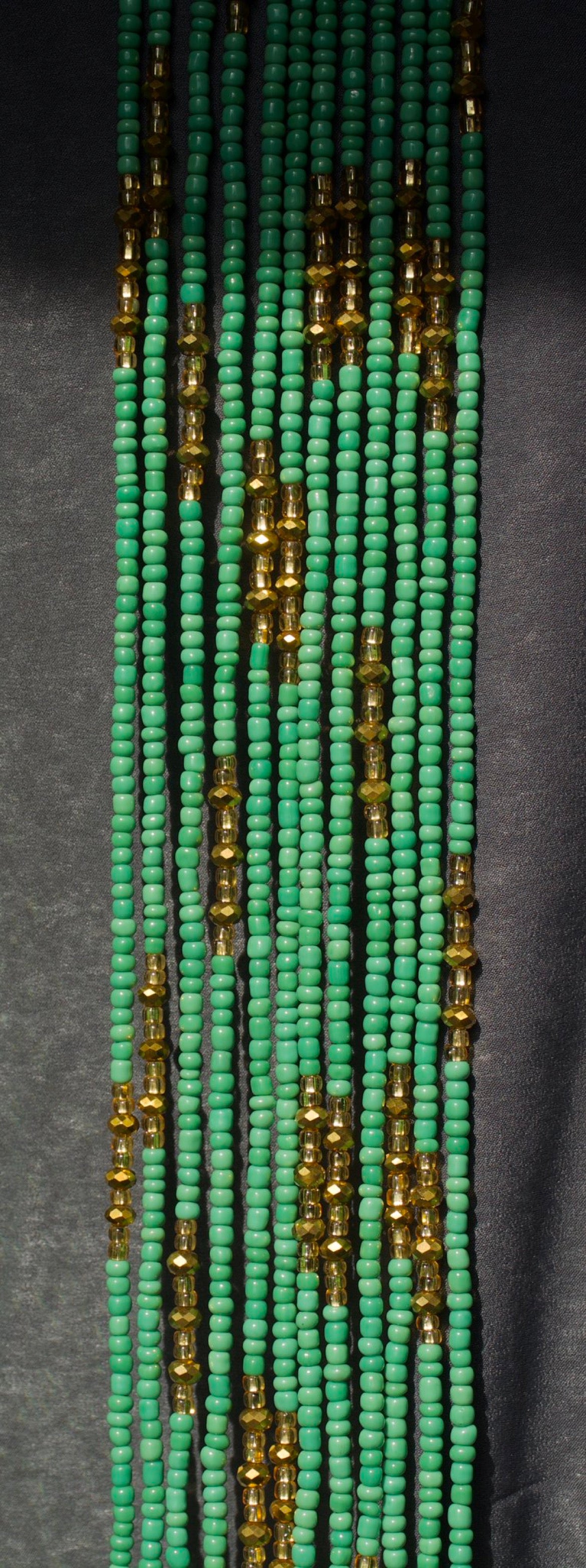 Individual Non-Crystal Waist beads [Green] adjustable