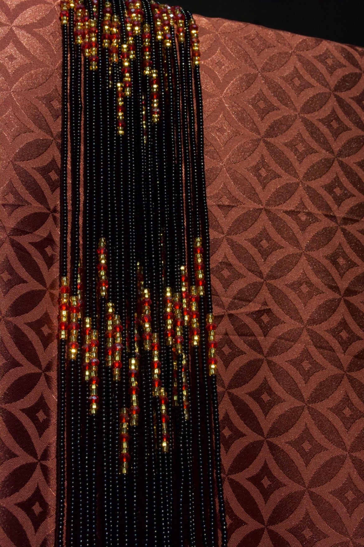 Individual Non-Crystal Waist beads [Black & Red]