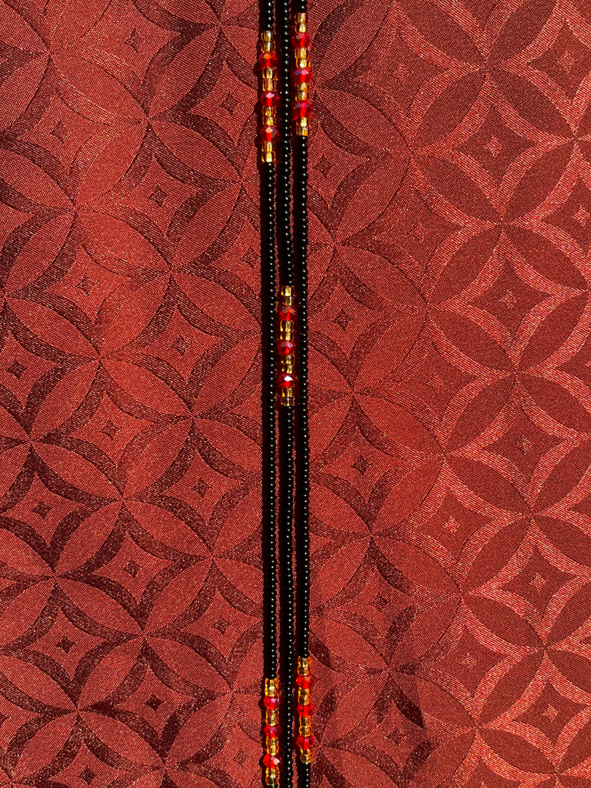 Individual Non-Crystal Waist beads [Black & Red]