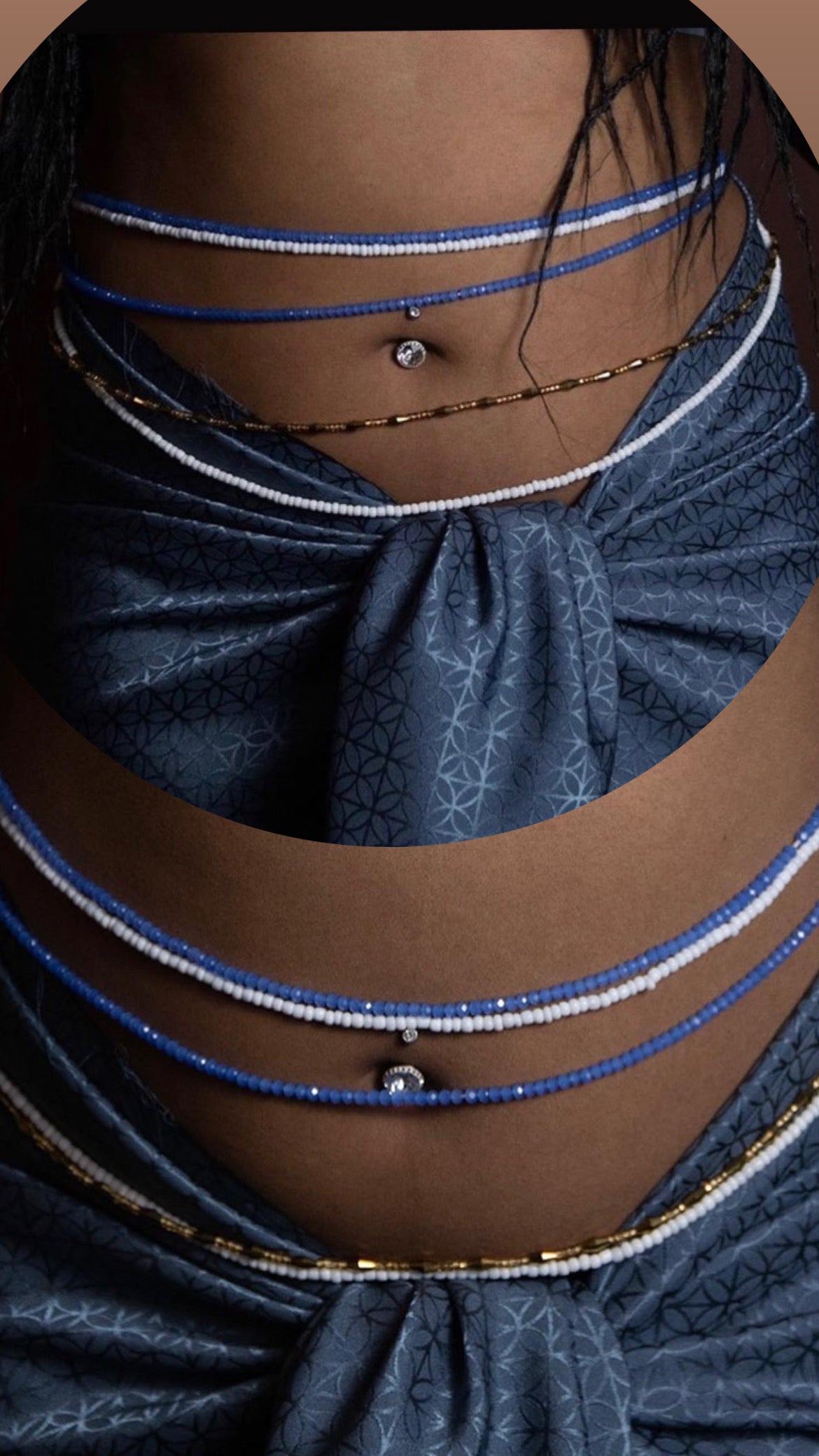 Individual Crystal Waist Beads [Topaz]