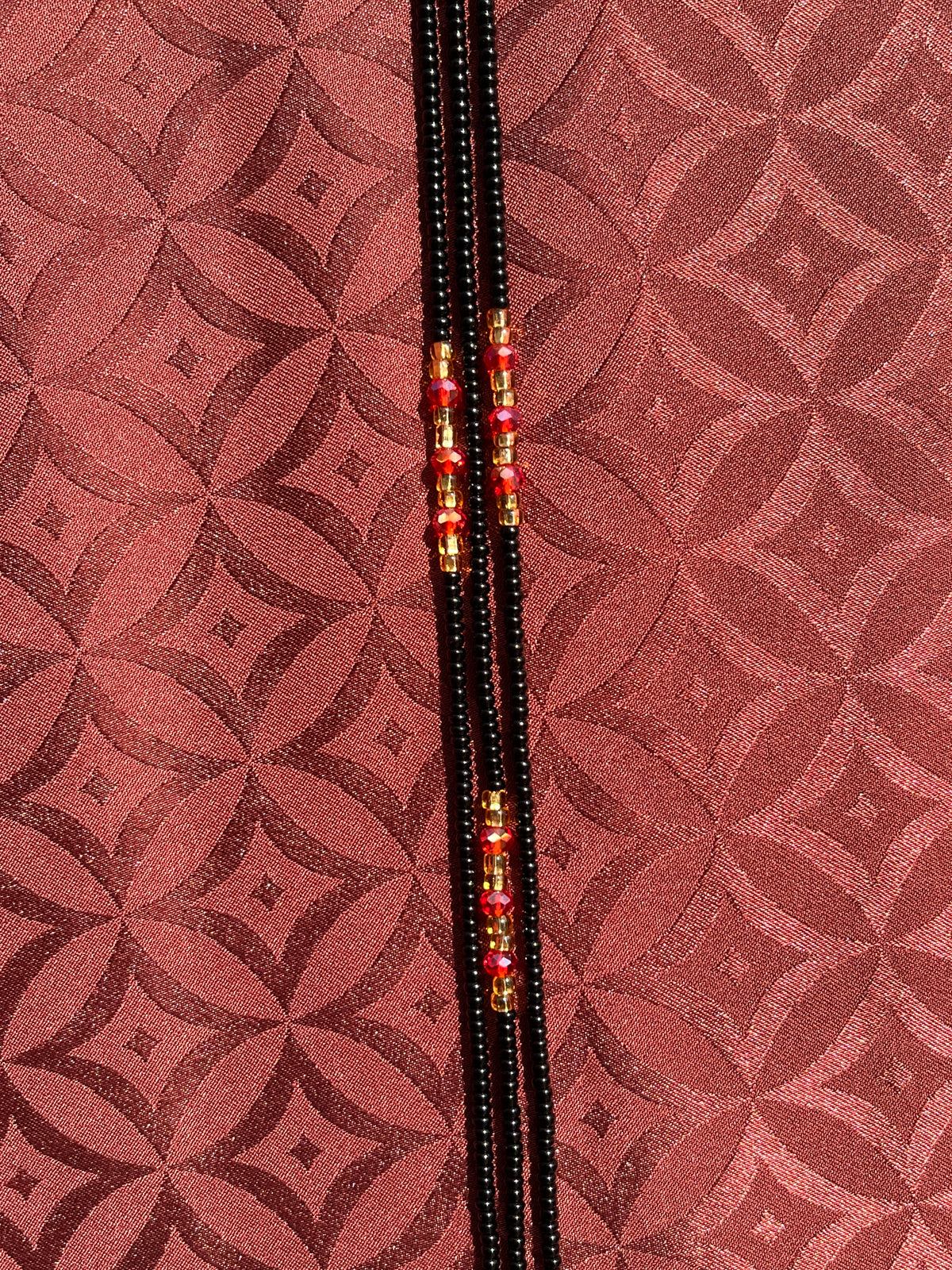 Individual Non-Crystal Waist beads [Black & Red]